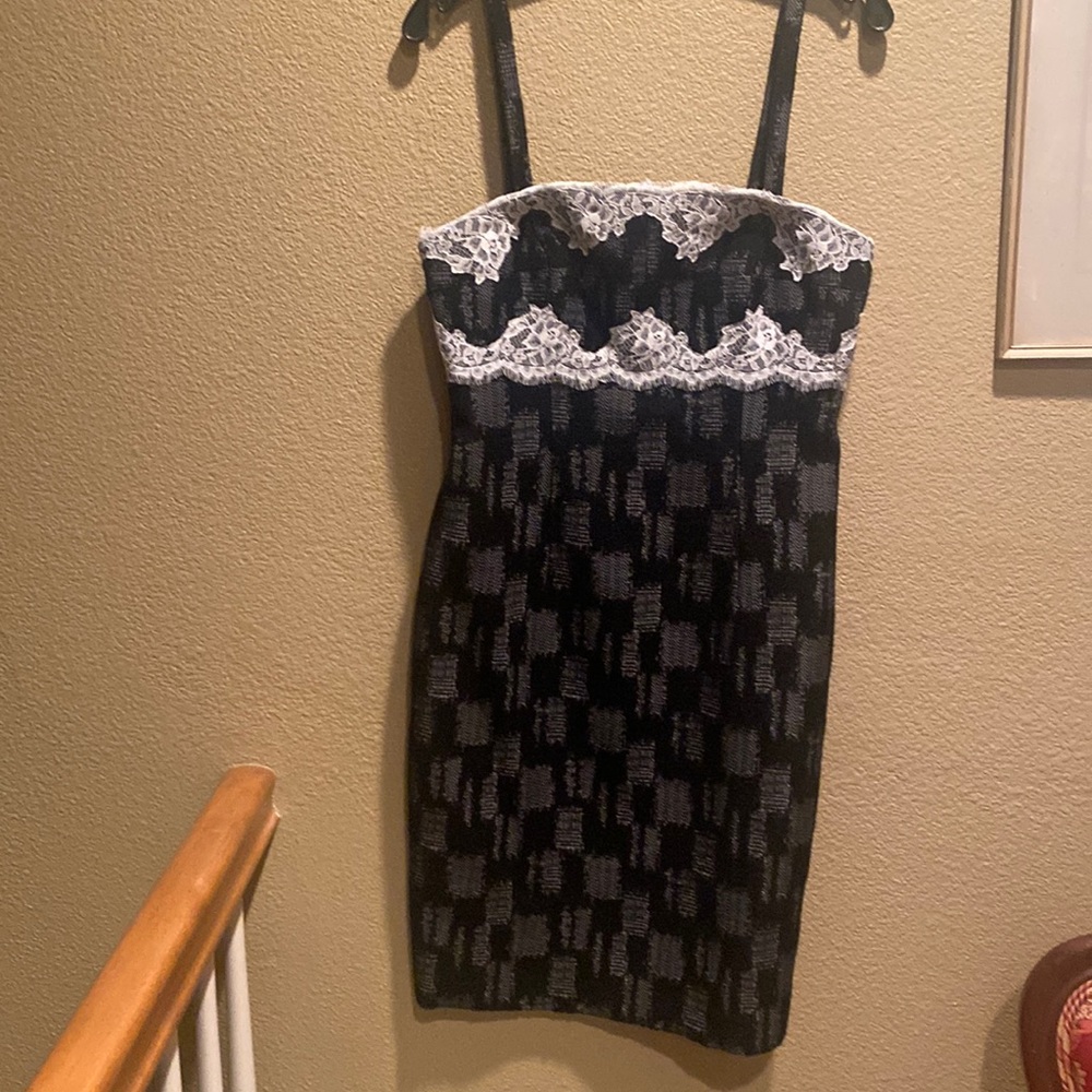 Black and white lace dress strapless dress with removable straps